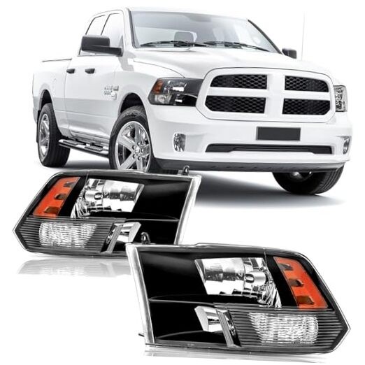 Headlights Assembly compatible with 2009-2018 Dodge Ram 1500,2010 Black Housing
