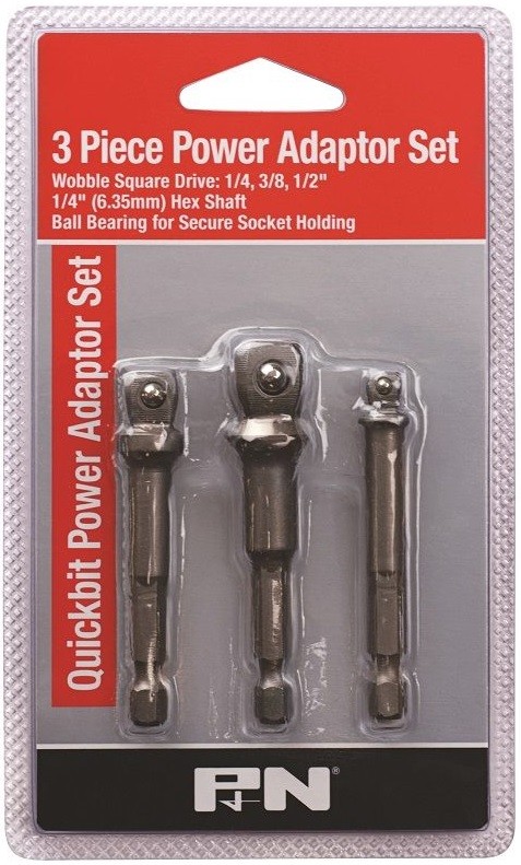 P&N BY SUTTON TOOLS 3pce SOCKET ADAPTOR SET FOR IMPACT DRIVER– 1/4”, 3/8” & 1/2”
