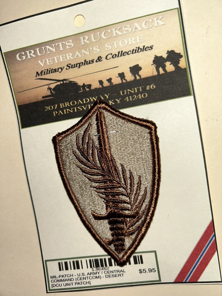 U.S. ARMY - CENTRAL COMMAND [CENTCOM] (DCU) DESERT - MERROWED EDGE UNIT PATCH