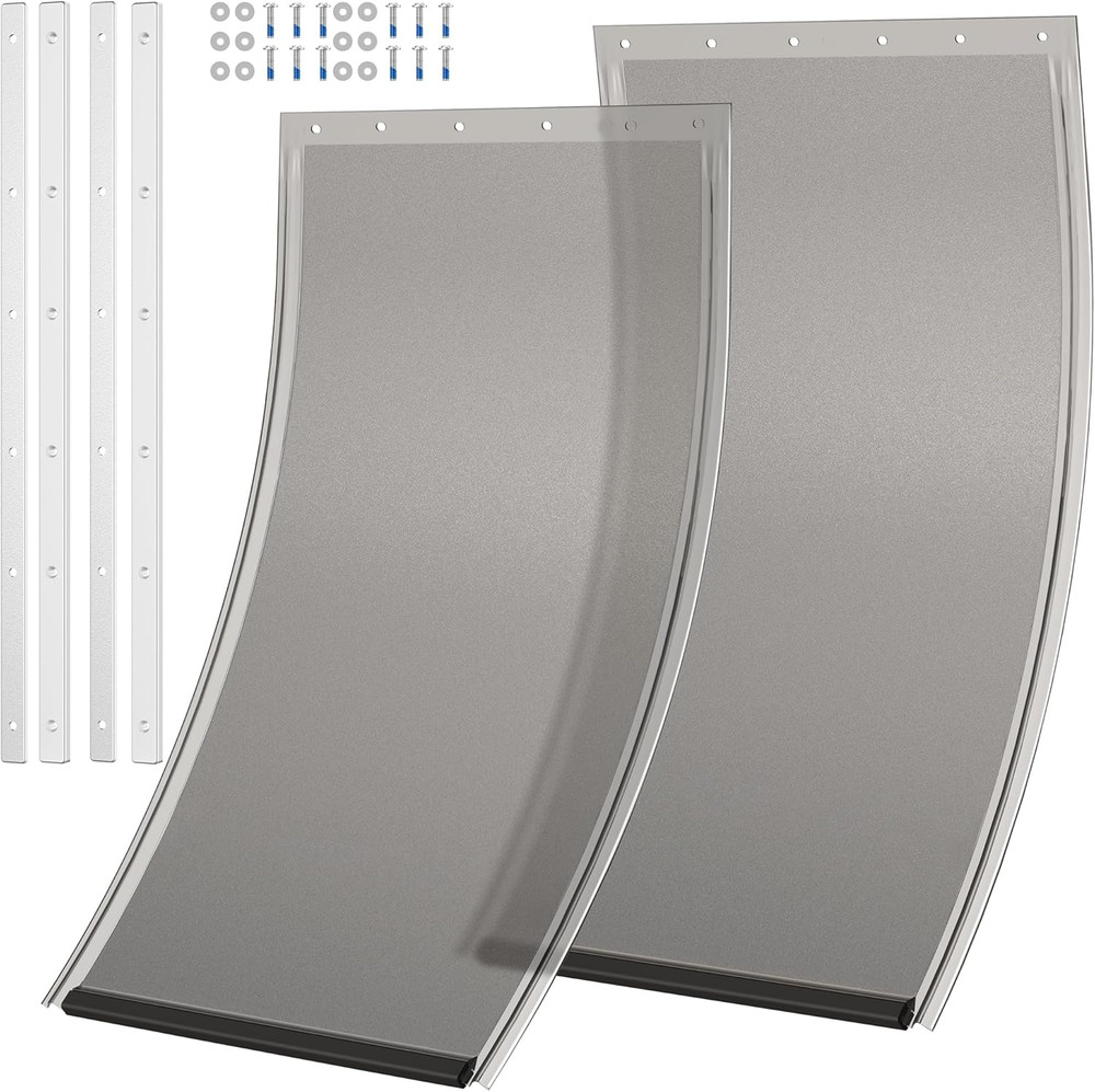 2 Pack Extra Large Dog Door Replacement Flaps with Metal Bracket & Front Plate -
