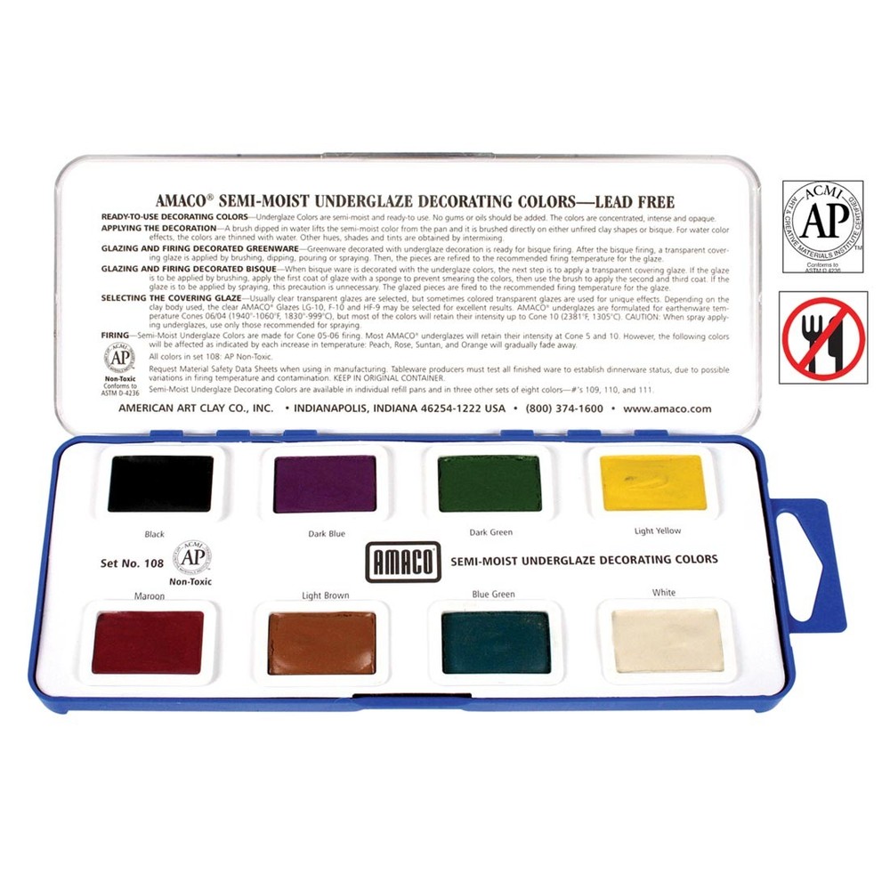 AMACO Semi-Moist Underglaze Decorating Colors Set 1