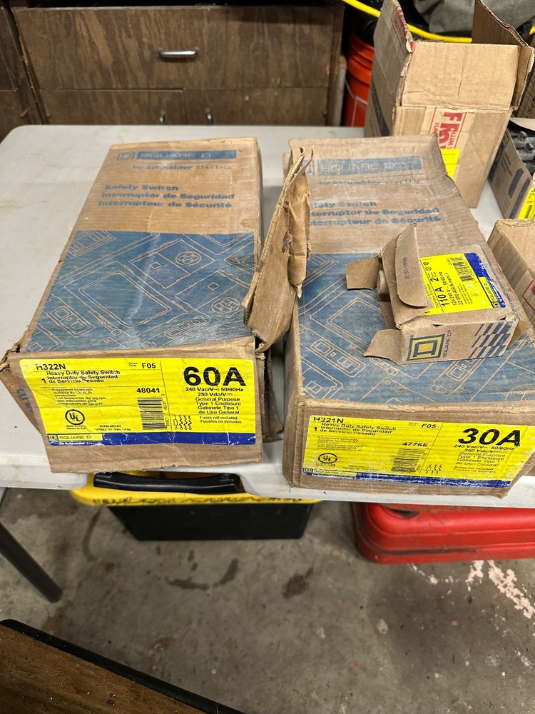 Electrical service and switch gear, SquareD. All with original packaging.