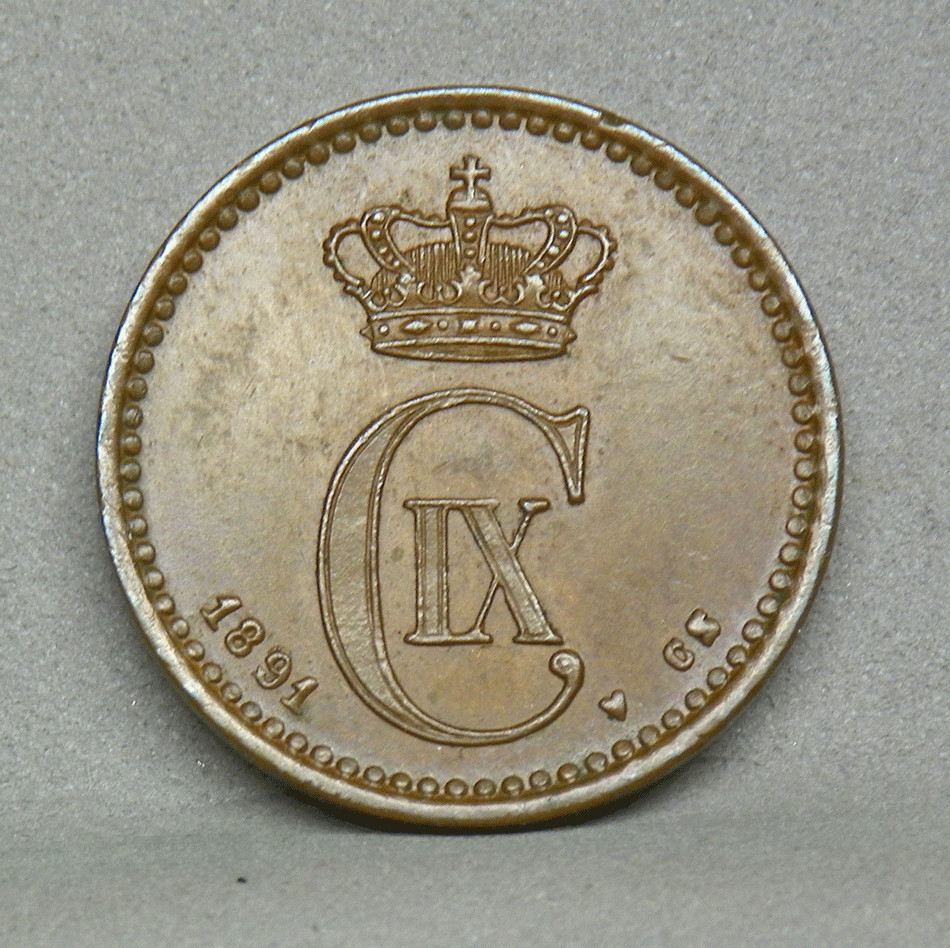 1891 DENMARK 1 ORE, AU-Unc