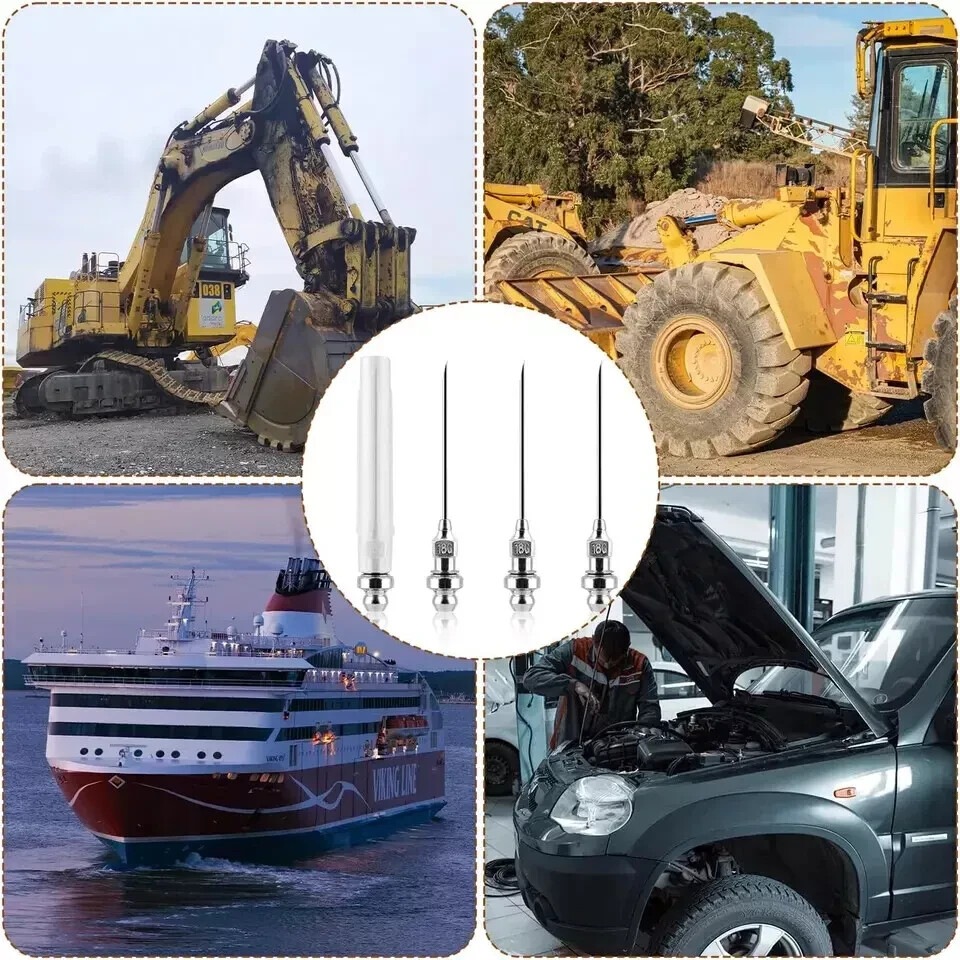 4 miniature grease injector needles, interchangeable grease gun needle tips