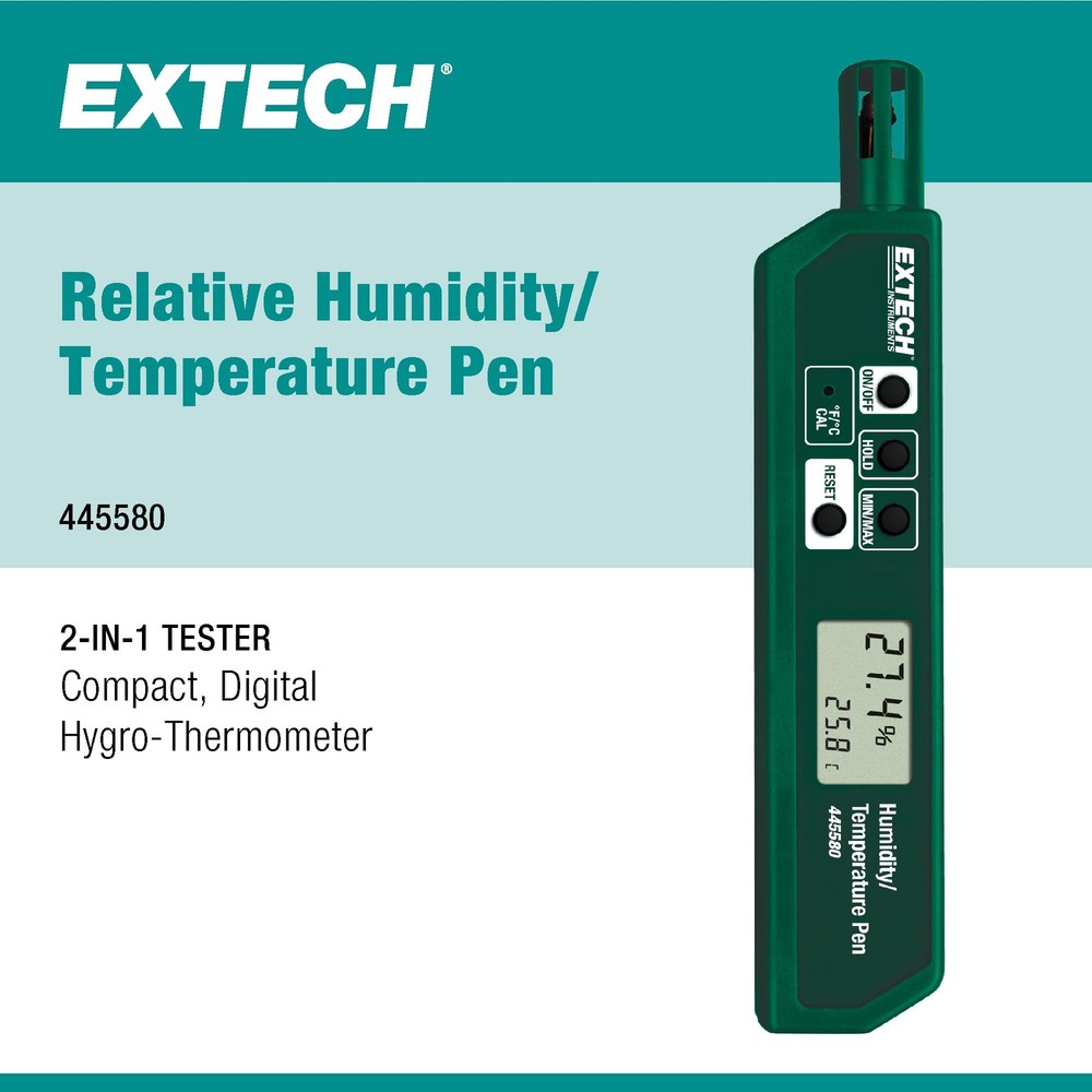 Portable Green Humidity And Temperature Meter With Data Hold Function
