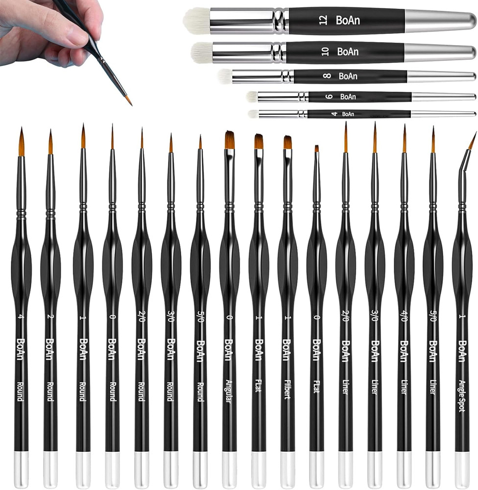 21 Pcs Micro Paint Brushes Set Miniature Brushes with Triangular Handles for Art