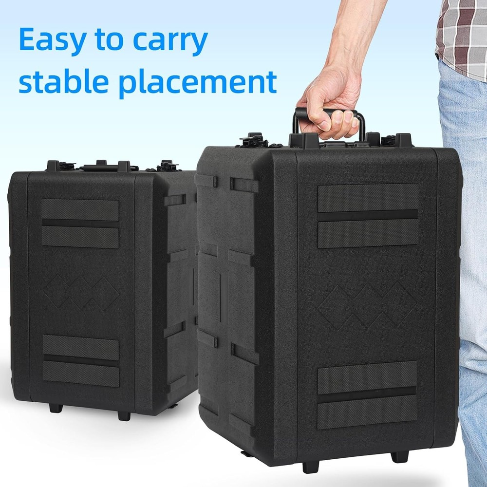 6U Rack Case 19" Rackmount Flight Cases Portable Carry w/Microphone Compartments
