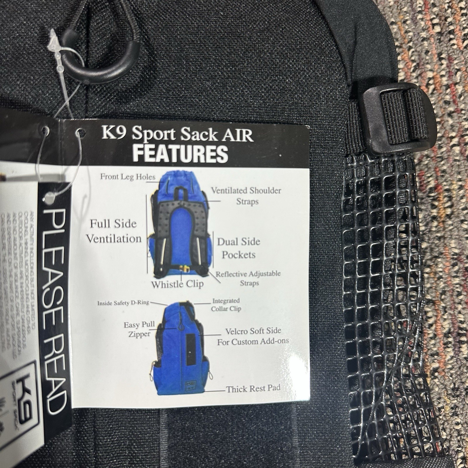 K9 Sport Sack Air Size Small Backpack Dog Carrier Black Polyester Up to 30lb NWT