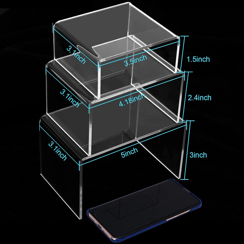 6 Pcs Acrylic Risers for Display, Acrylic Display Riser, Clear Display Stands fo