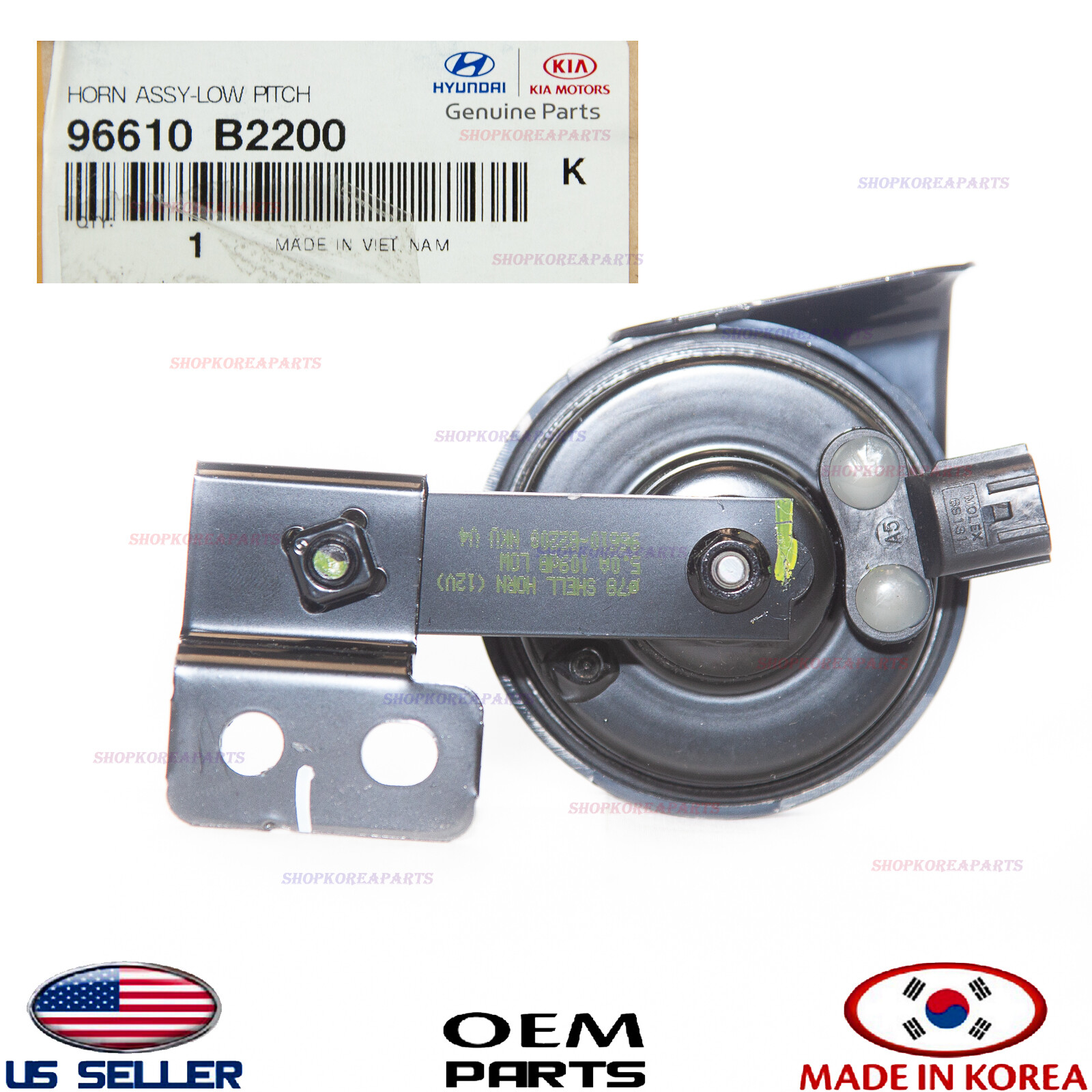 Genuine Horn Assy Low Pitch ⭐OEM⭐ KIA SOUL 2014-2019 96610B2200