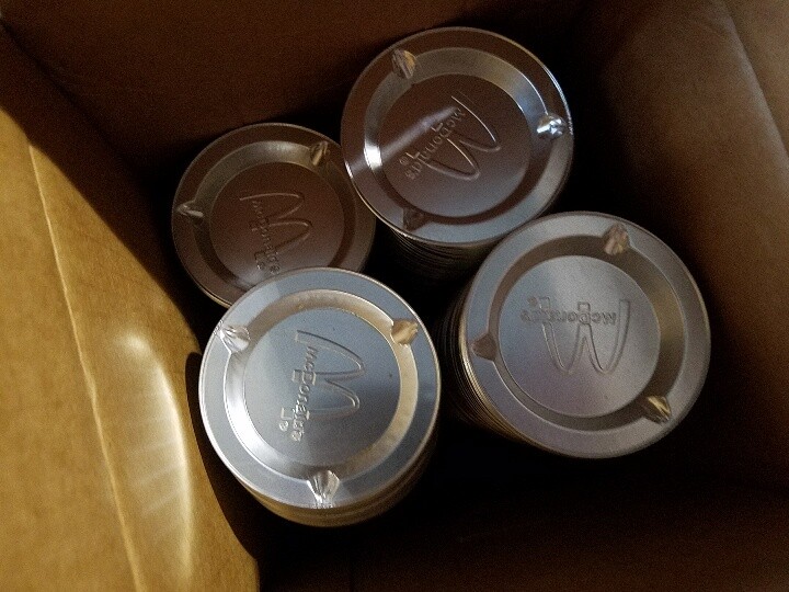 4x Vintage McDonald's Restaurant Aluminum Ashtrays 3.5" Wide