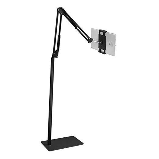 Tablet Floor Stand, Overhead Bed Phone Stand Angle Height Adjustable Black