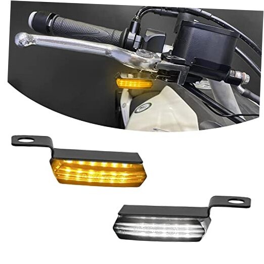 Mini LED Turn Signals Motorcycle Front Sequential Black with White/Amber light