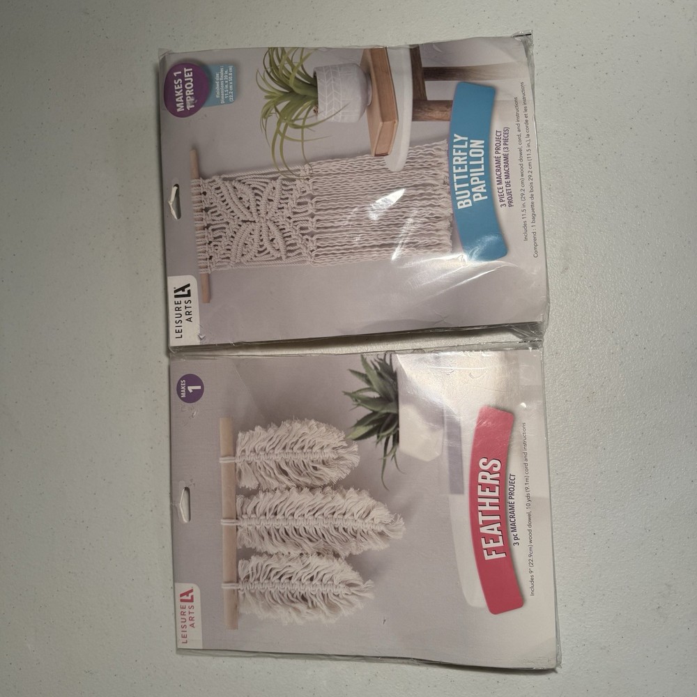 Macrame Project Kits Feathers & Butterfly Papillon Hippie BOHO Wall Hanging
