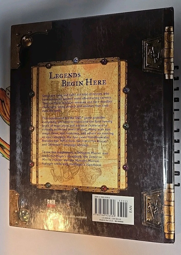 Dungeons & Dragons Epic Level Handbook WOTC D20 3e 3.5 RPG Guidebook