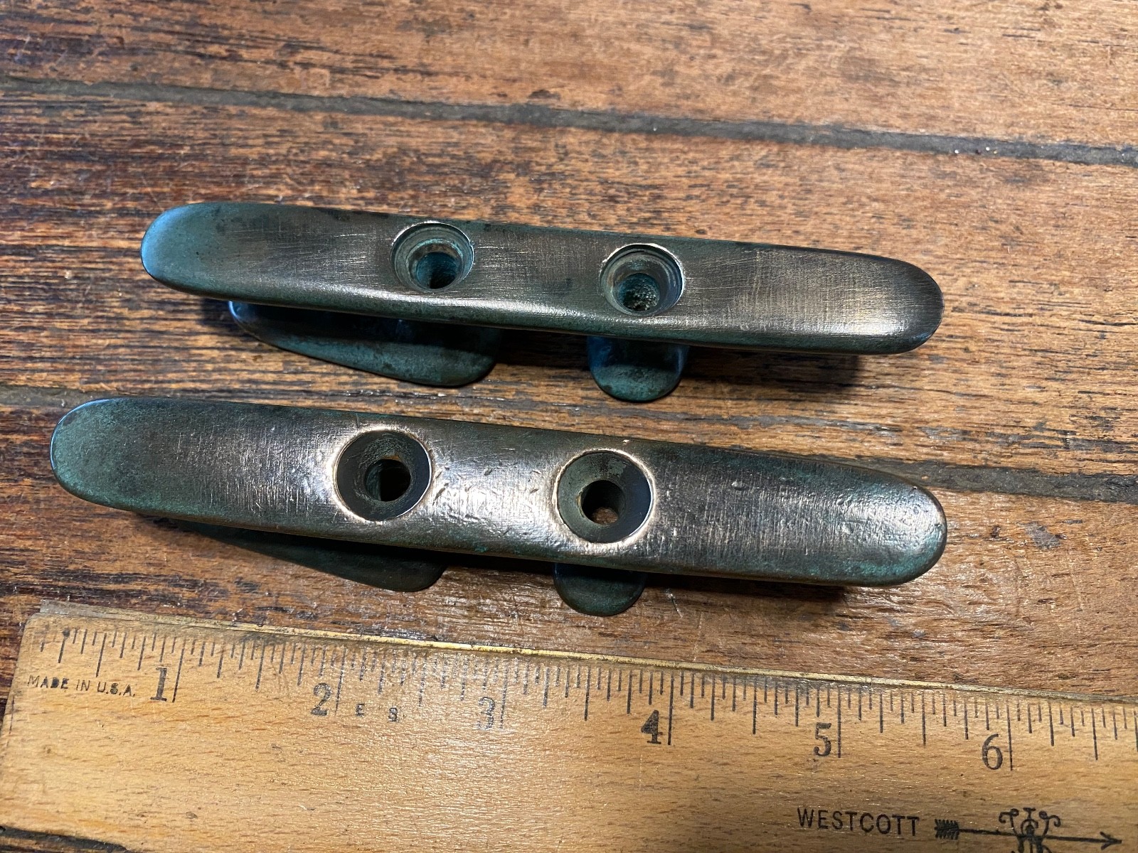 Pair of Vintage Bronze 5" Jam Cleats PATINA! (2 pairs available)