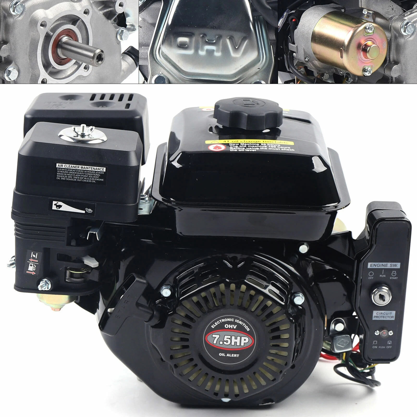 212cc 7.5 HP Electric Start Horizontal Engine Go Kart Gas Engine Motor 4-Stroke