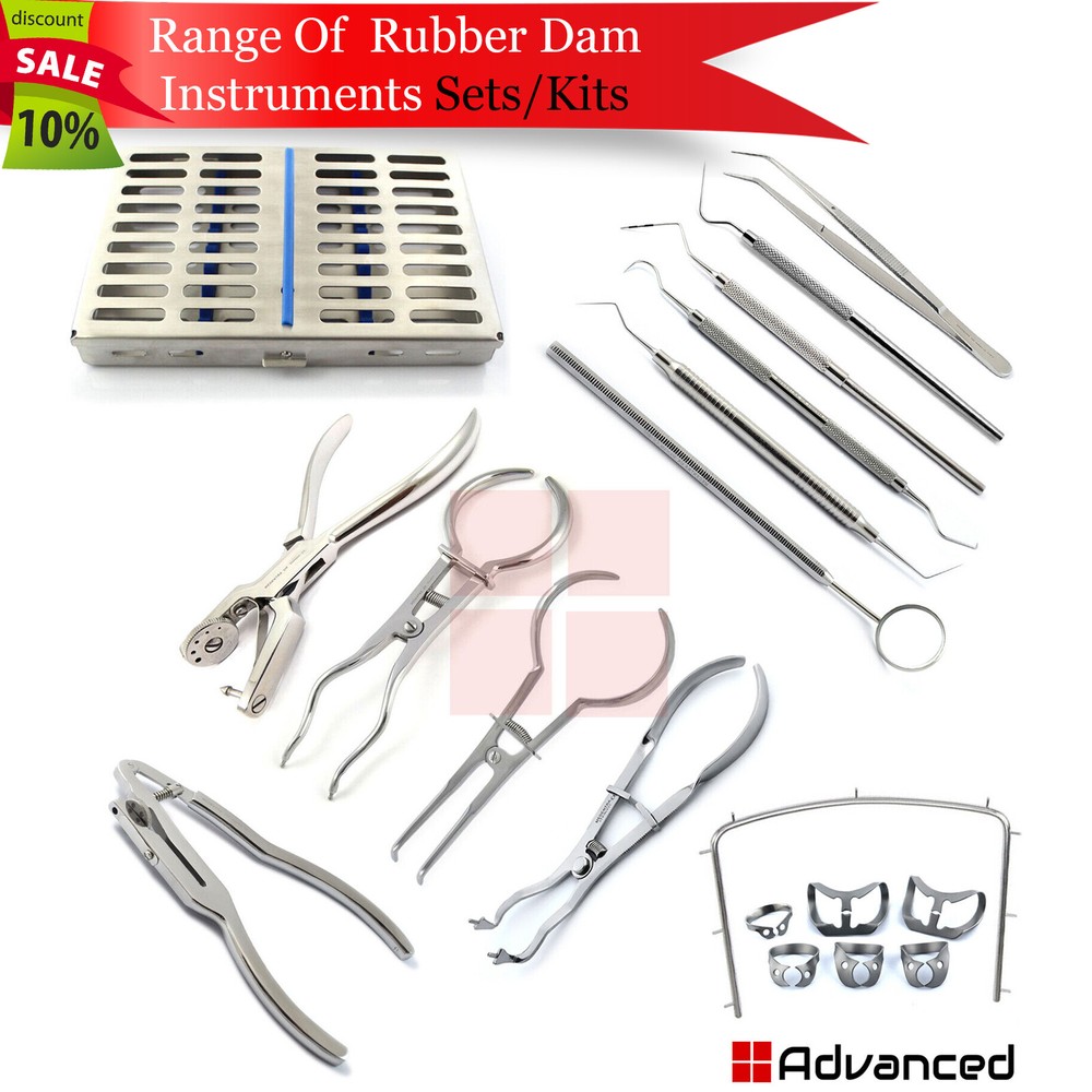 Dental Rubber Dam Instruments Kits Endodontic Brinker Clamps Frame Punch Forceps