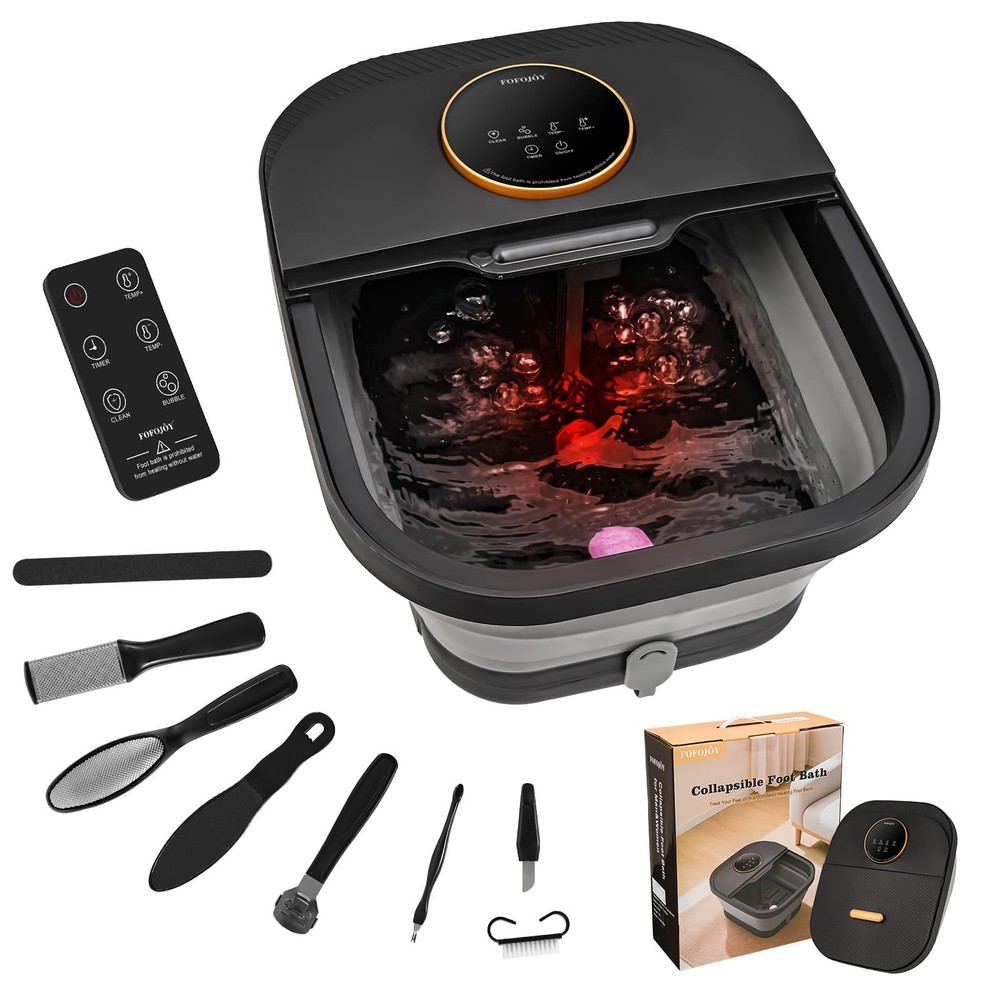 Foot Spa Bath Massager with Heat, Bubble, Temperature Control, Remote Control...