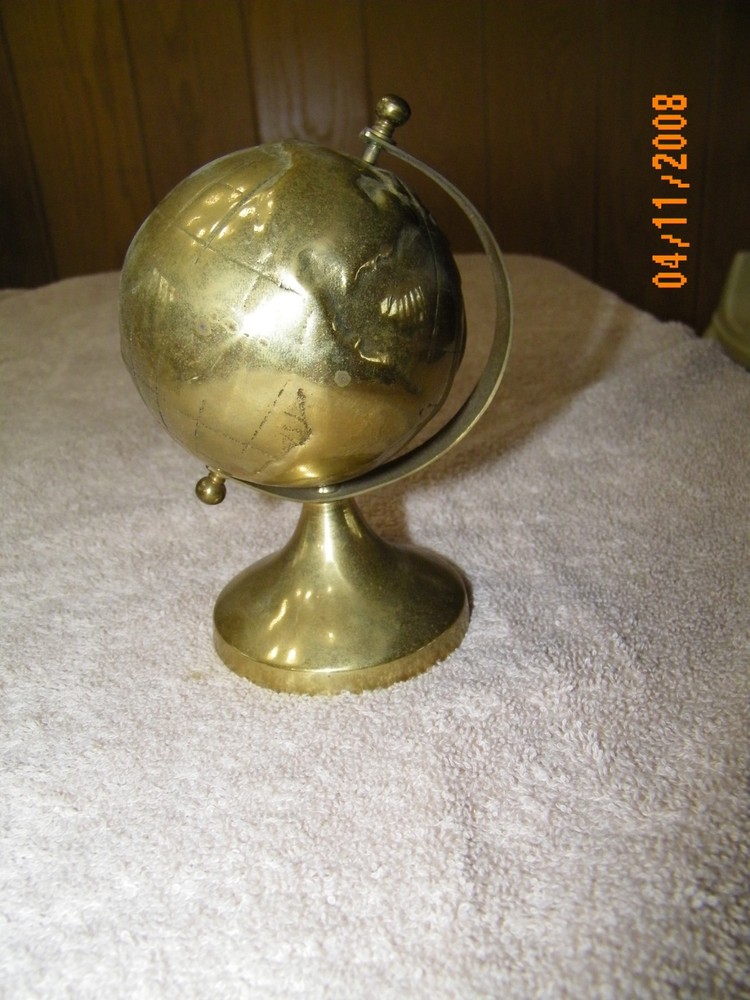 Brass Globe on Stand For Table Decor