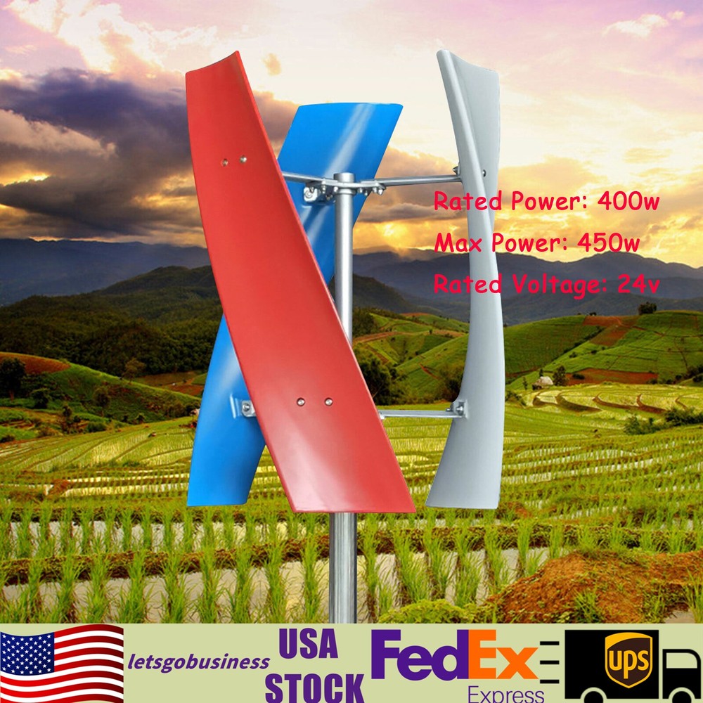 24V 3 Blades Wind Turbine Generator Windmill Vertical Axis Wind Power+Controller