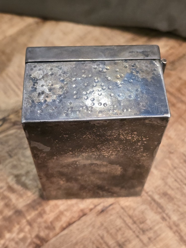 440 gm Solid Silver Antique Hinged Silver Box Snuff Cigarettes 90%