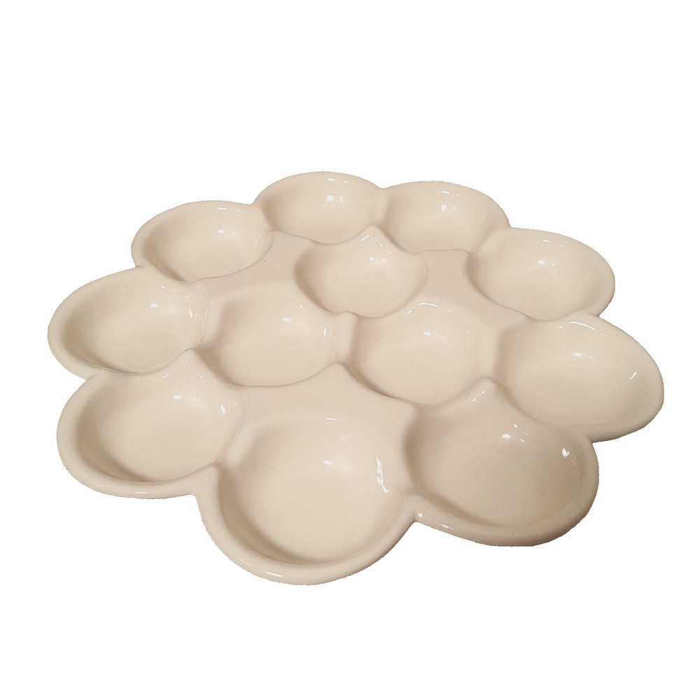 White Egg Platter Serving Dish Ceramic 13.25" Versatile Tableware Serveware Bowl
