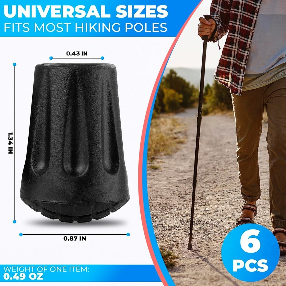 Park Ridge 6-Pack Hiking Pole Tips - Durable Rubber Replacement Tips for Trek...