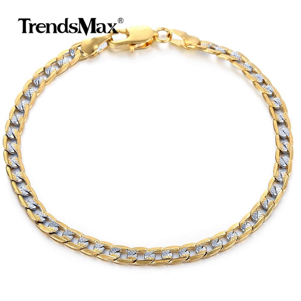 4mm 18-30" Diamond-Cut Curb Cuban Link Gold Plated Chain Necklace Men Women Gift