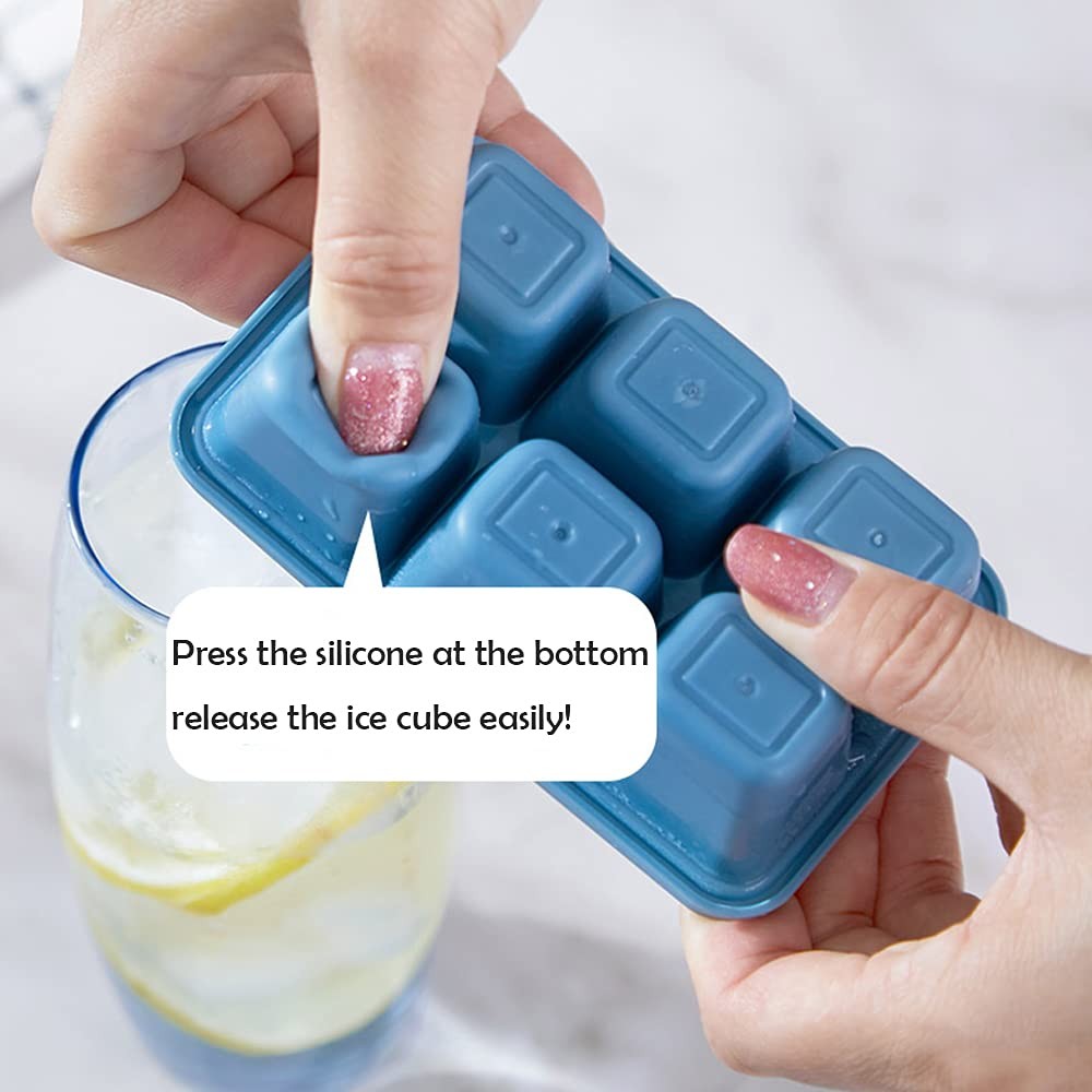 Ice Cube Trays for Freezer 3 Pack Mini Ice Cube Trays with Lid & EasyRelease...