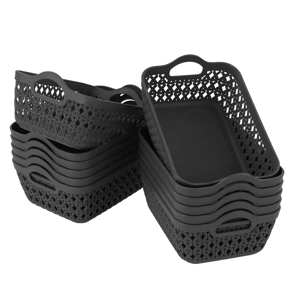 12-Pack Mini Plastic Storage Baskets Trays, Gray Tiny Storage Baskets