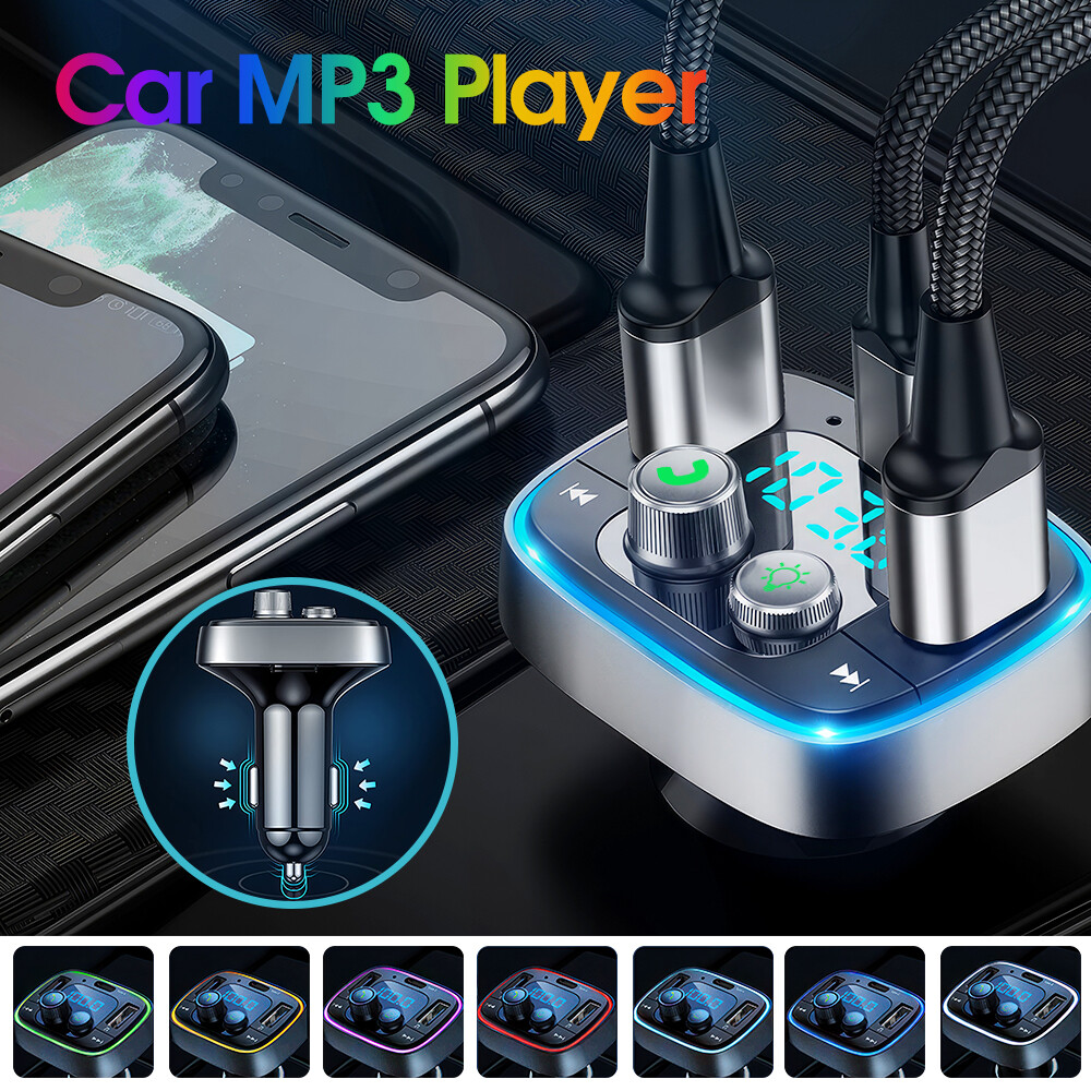 Bluetooth 5.0 Car Wireless FM Transmitter Adapter USB PD Charger AUX Hands-Free