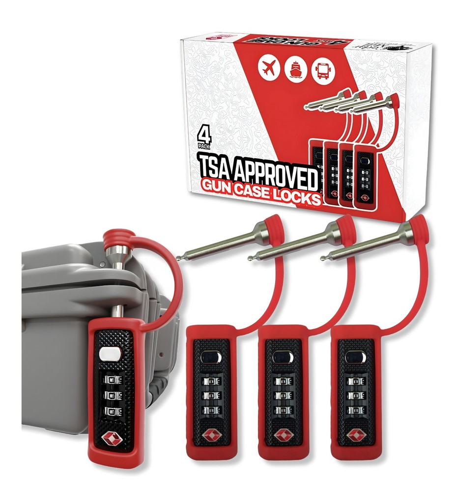 TSA Approved Gun Case Locks 4-Pack, Monoshaft 3-Digit Combination Case Padlock