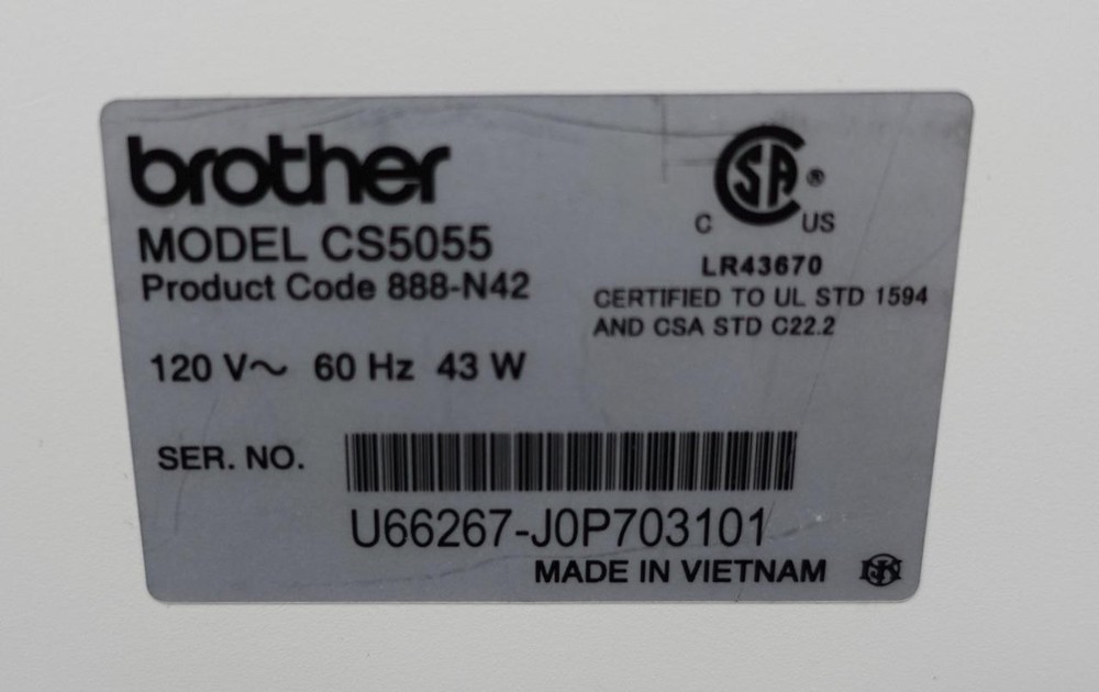 BROTHER CS5055 Computerized Sewing Machine w/ LCD Display 60 Stitches