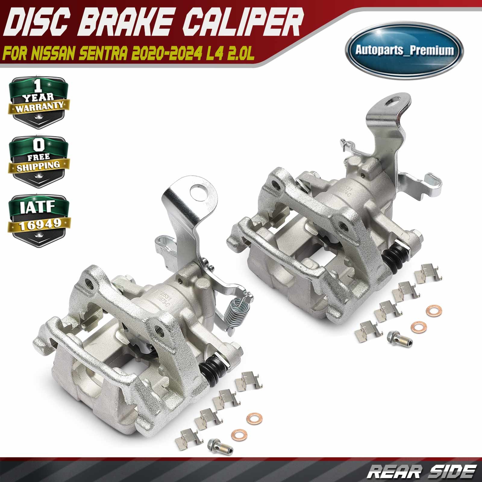 Pair Rear Side Brake Calipers for Nissan Sentra 2020 2021 2022 2023 2024 2025