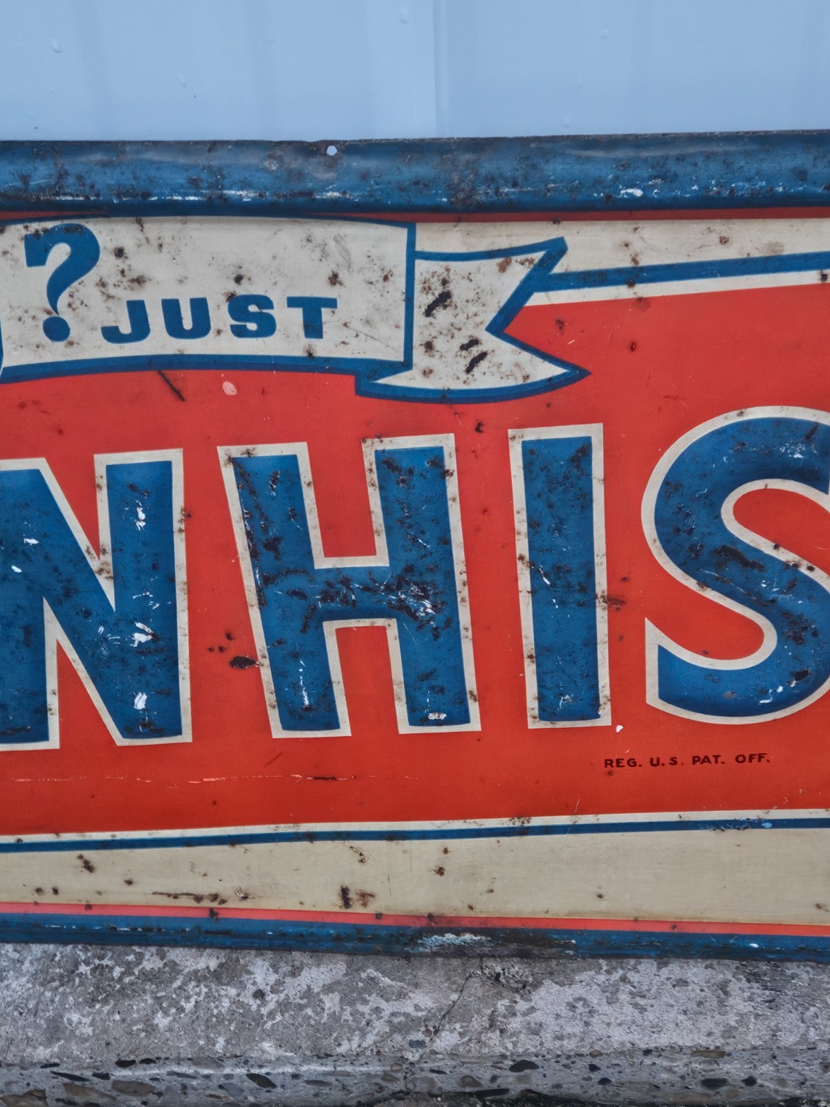 RARE Vintage 1947 Whistle Orange Soda Pop Tin Advertising 54x18 Sign