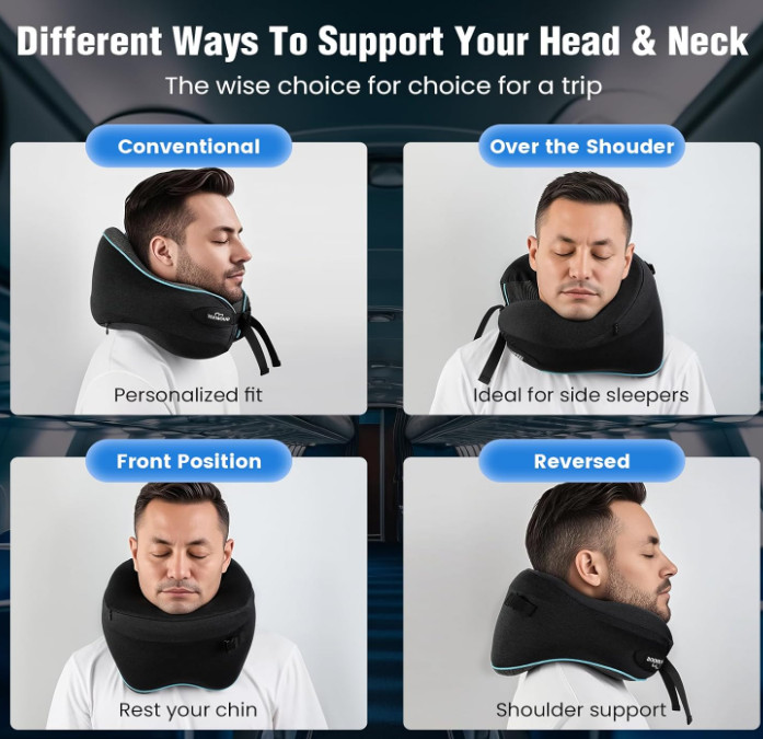 Memory Foam Neck Pillow Airplane Comfort Ergonomic Support Medium Size Soft