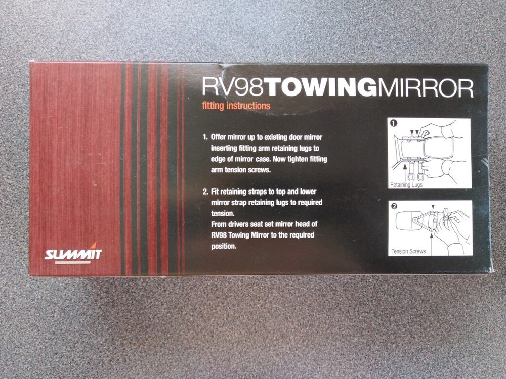 SUMMIT RV98 CARAVAN TOWING MIRRORS PAIR - NEW & BOXED