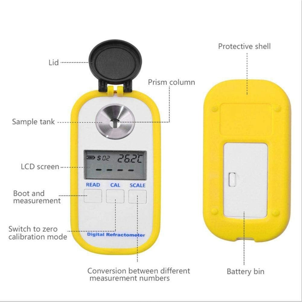Digital Honey Refractometer Brix Meter Sugar Content Tester with Range 0 - 90