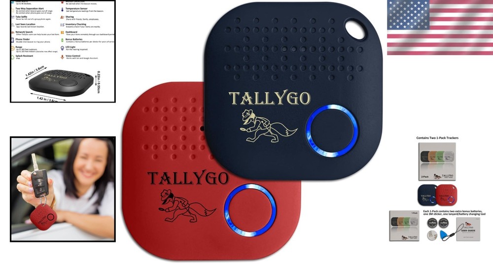 iOS & Android Compatible Bluetooth Tracker - Two-Way Separation Alerts Included