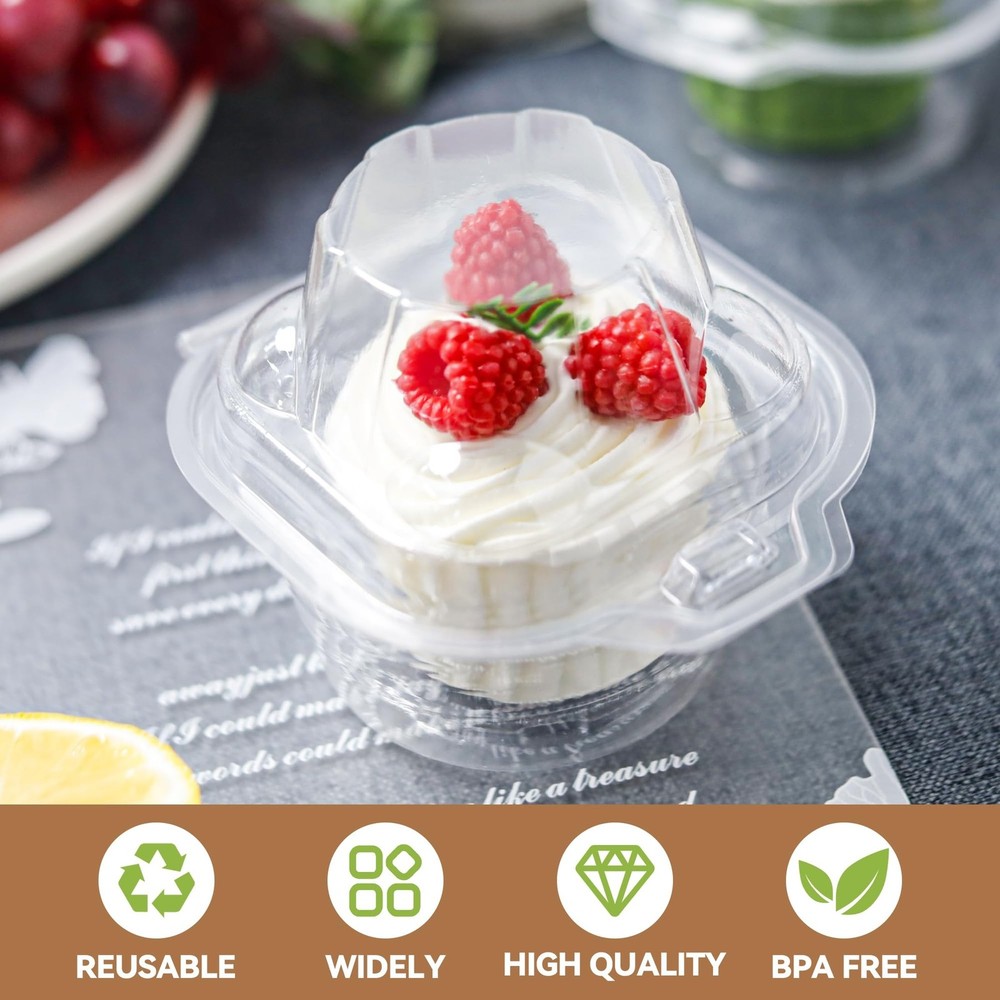 120 Pack Individual Cupcake Containers Plastic Cupcake Boxes Cupcake Holders ...