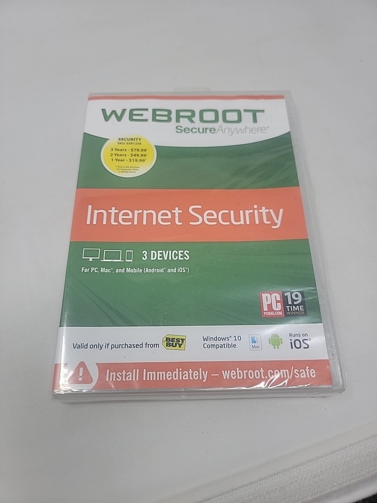 NEW Webroot Secure Anywhere Internet Security | 3 Devices | Windows Mac iOS
