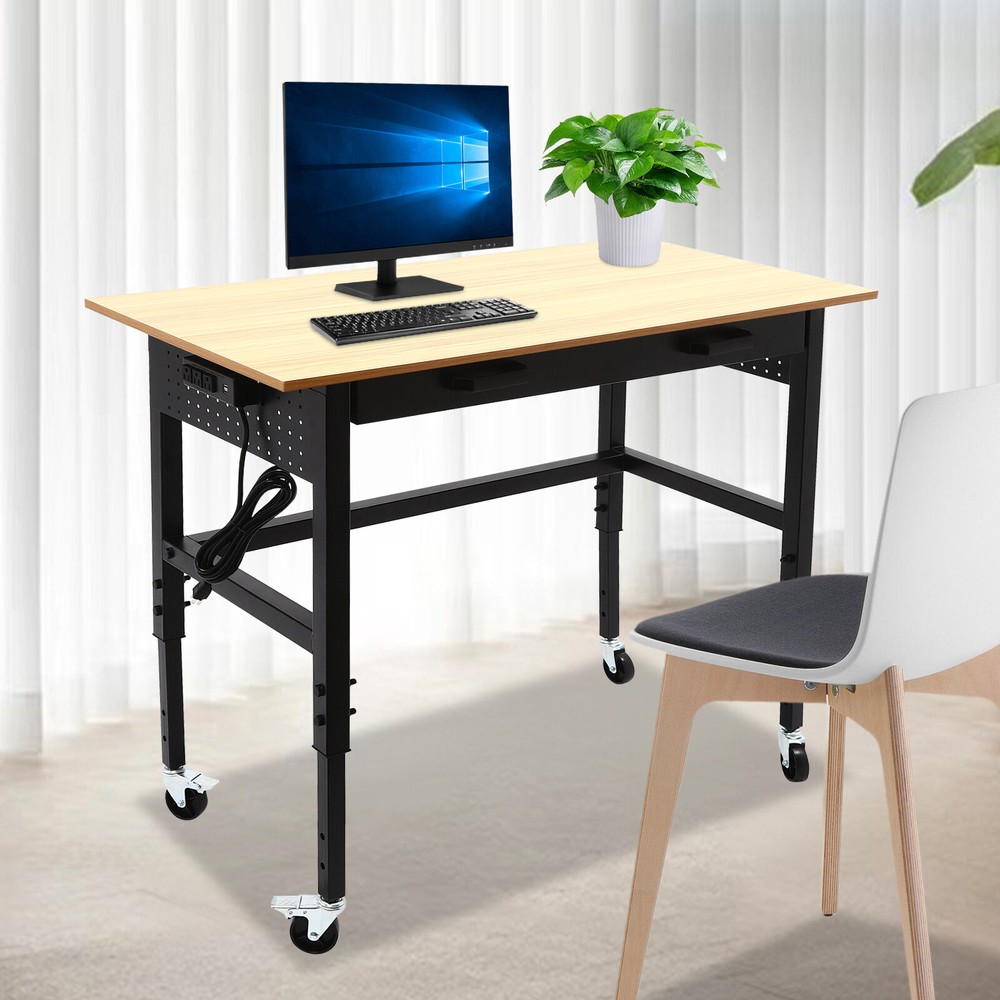 Mobile Workbench, Work Bench for Garage Office Home, Height Adjustable Workbench