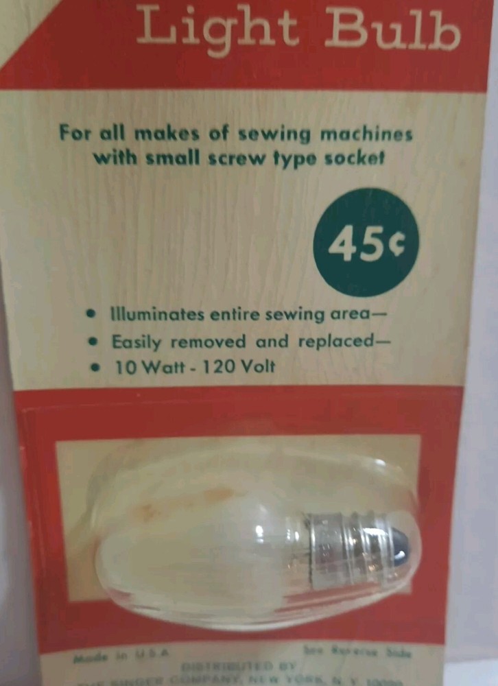 Vintage Singer Sewing Machine Light Bulb, Style 36 NOS UNTESTED UNOPENED