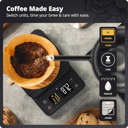Coffee Scale with Timer – 0.1g Precision Digital Coffee & Espresso Onyx Black