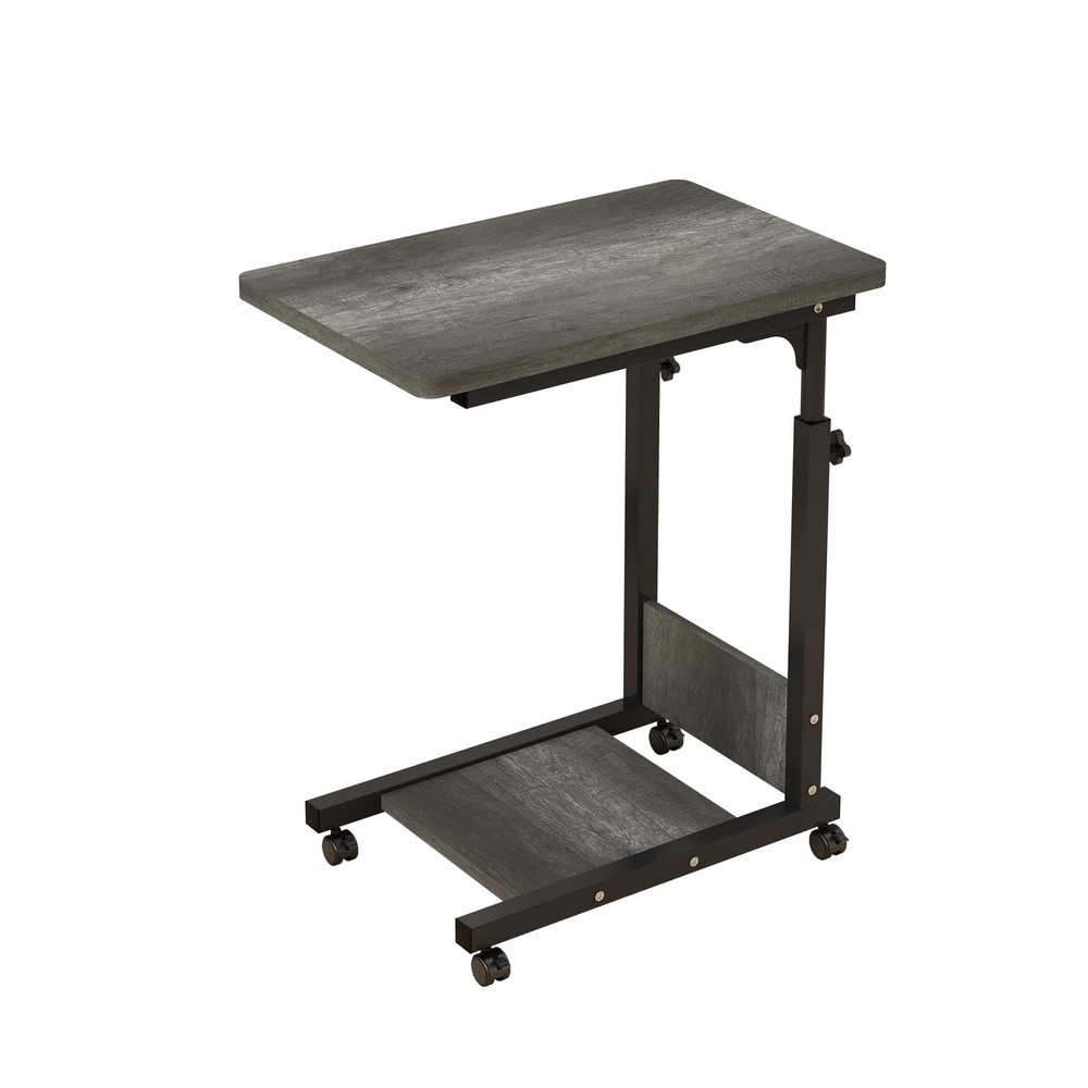 Adjustable Height C Table Sofa Side Bedside Table with Wheels, Hospital Bed T...