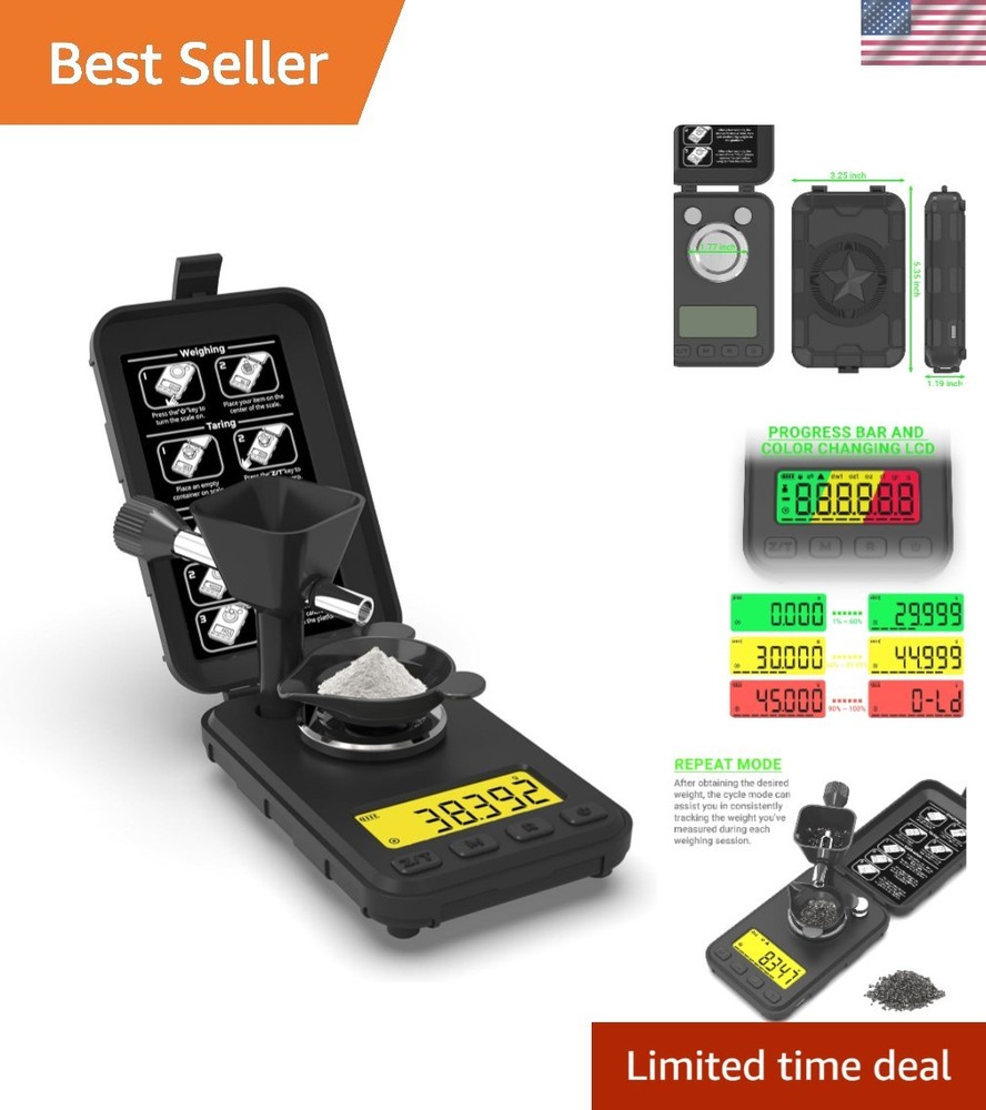 Handheld Reloading Scale 50g with 3 Colored Backlights - Accurate & Easy to Use