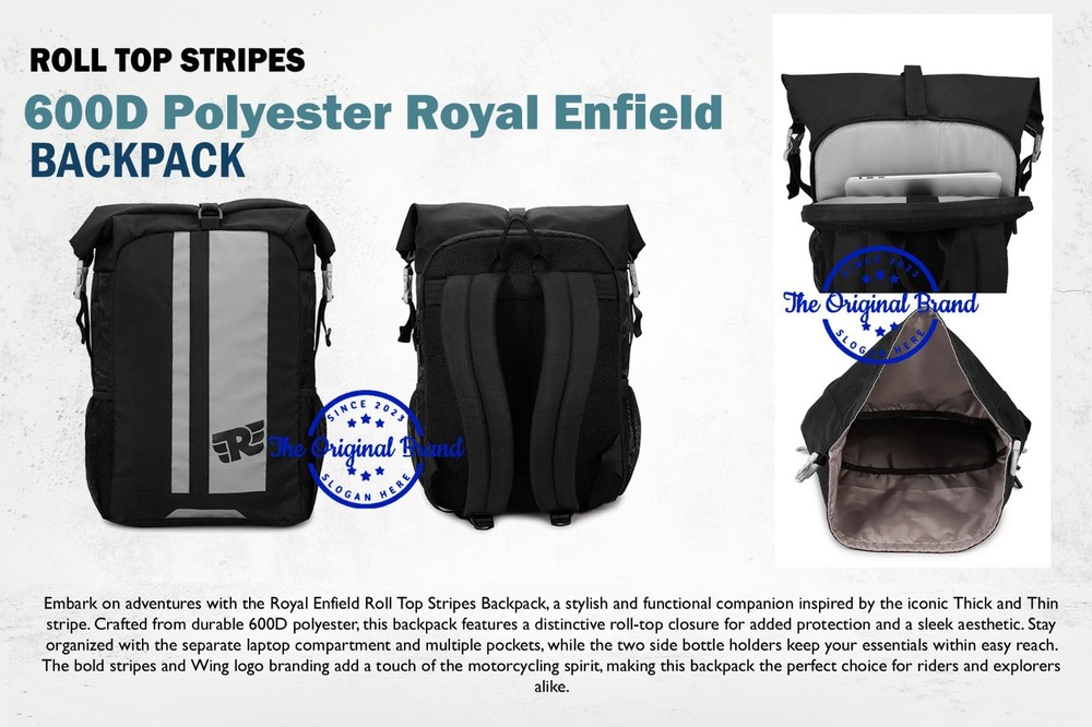 THIK & THIN STRIPES "ROLL TOP GREY & BLACK BACKPACK"