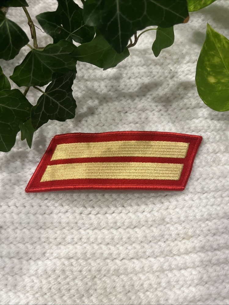 USMC 1 Bar Gold Red Hash Marks Service Stripes Sleeve Patch