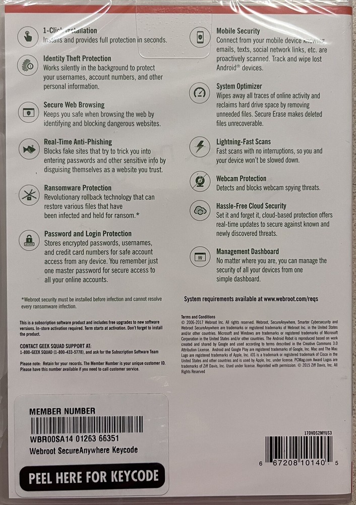 Webroot SecureAnywhere Internet Security 3 Devices Windows/Mac/Android SEALED